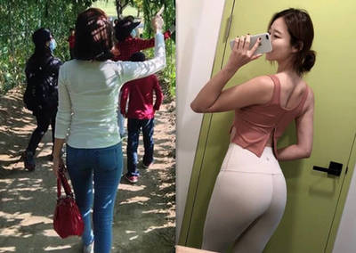 33岁阿姨爱健身,坚持深蹲1年臀线变饱满,成了背影杀手!
